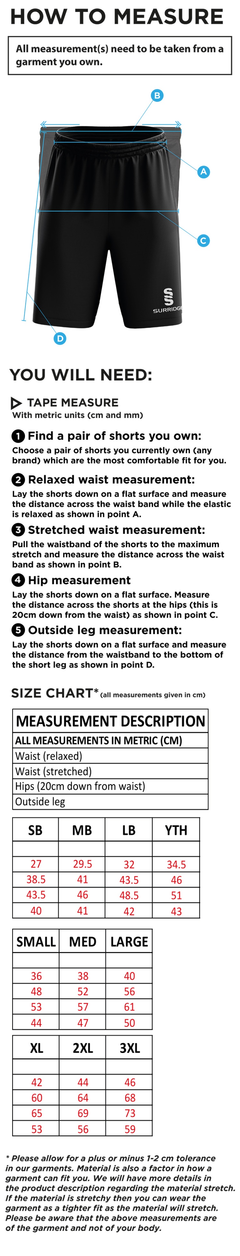 Oswaldtwistle Immanuel CC - Blade Shorts - Size Guide