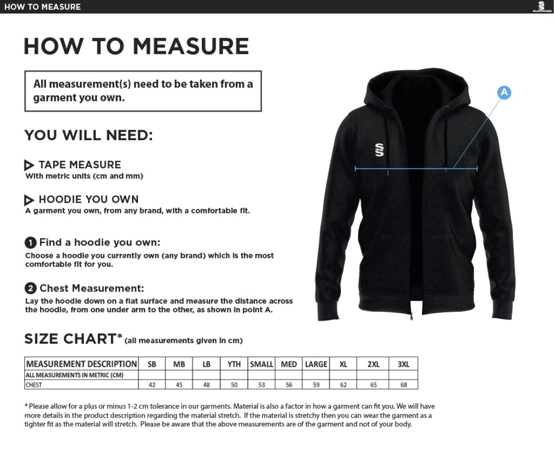 Oswaldtwistle Immanuel CC - Dual Hoody - Size Guide