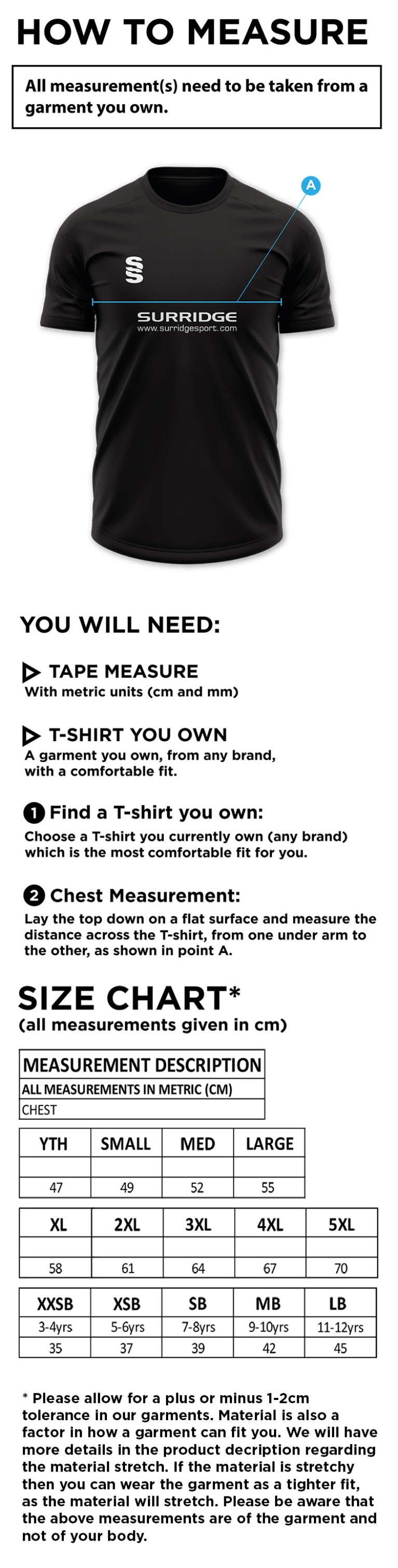 Oswaldtwistle Immanuel CC - Blade Polo - Size Guide